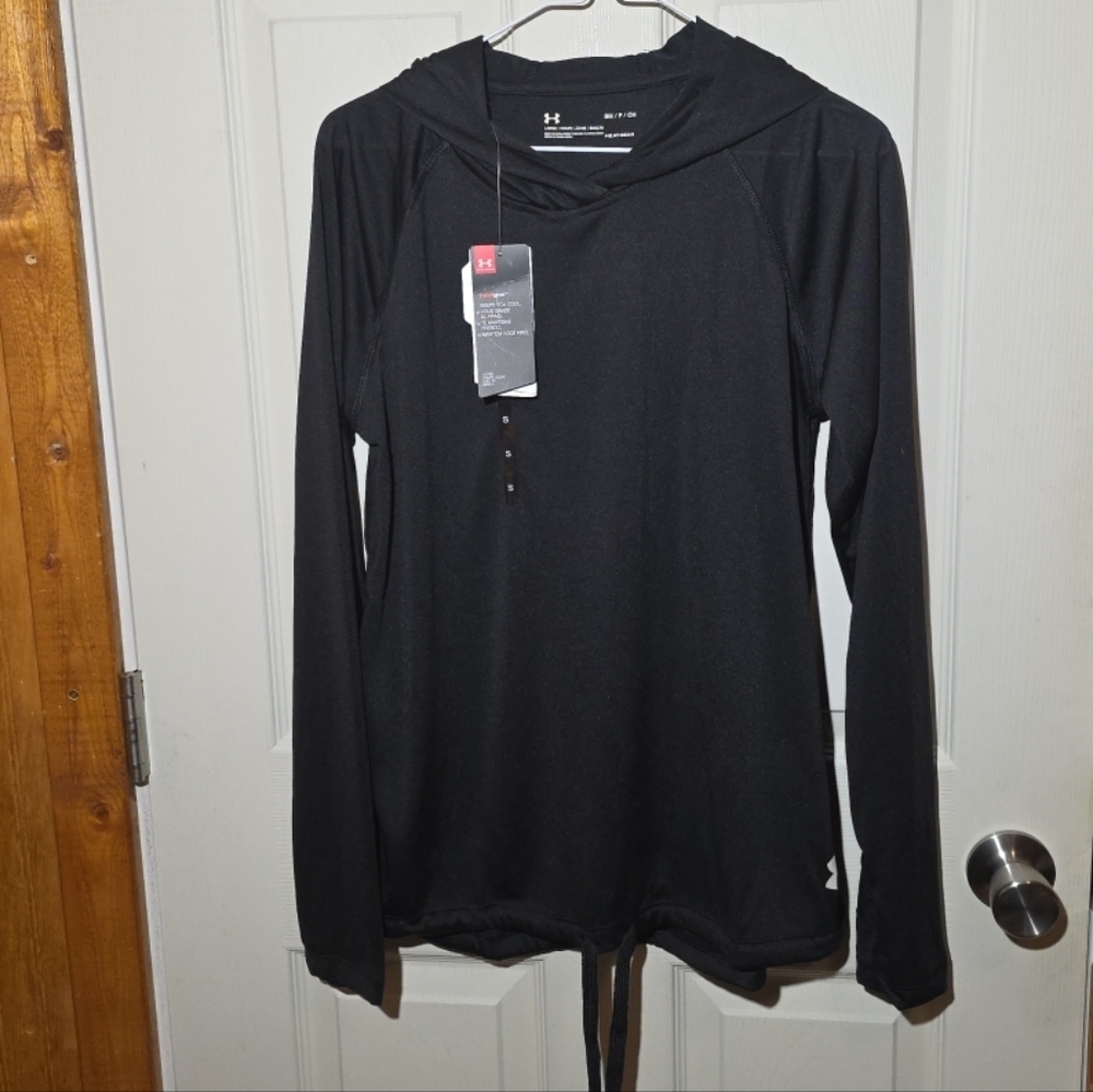 Nwt Women's Under Armour Loose Fit Heatgear Hooded Long Sleeve Top Sz S